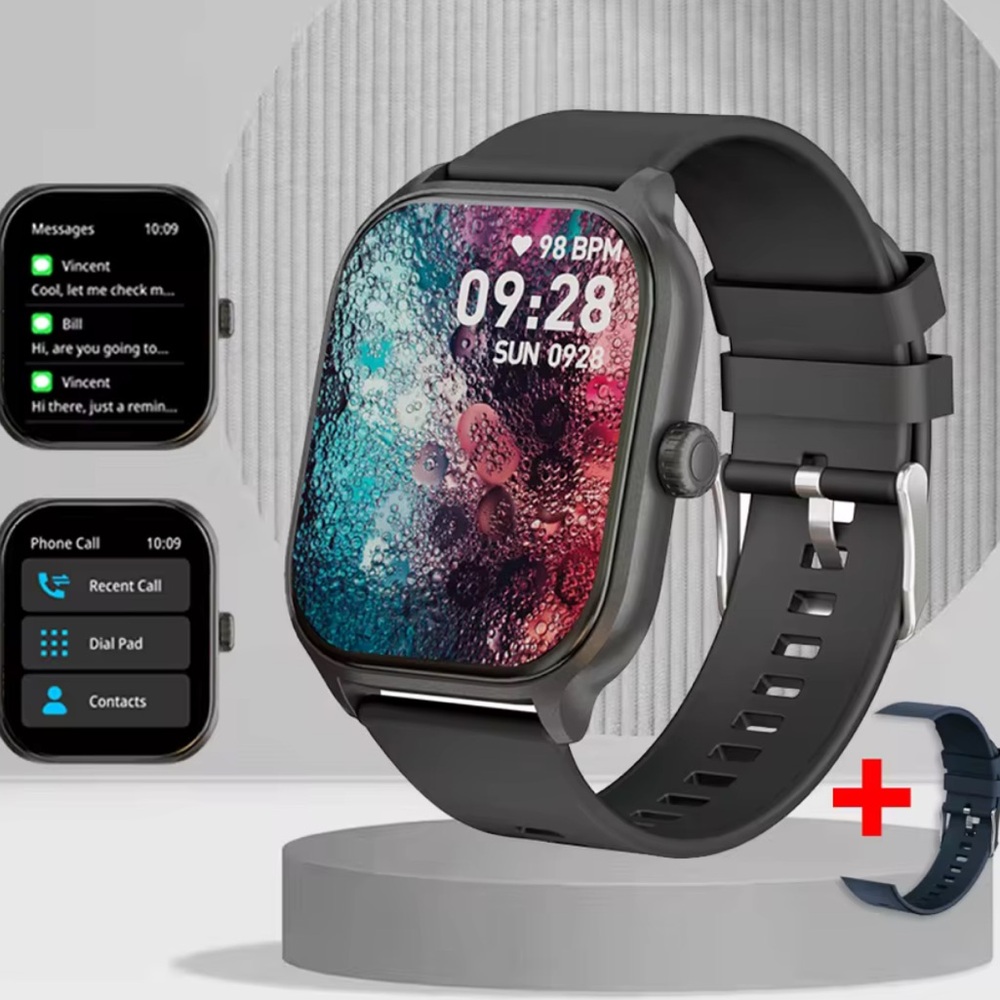 Smartwatch with Pink Strap compatible with iPhone and android